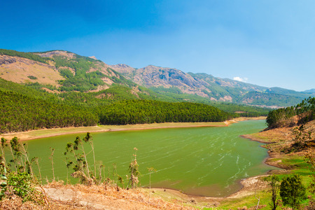 Dam lake near the Munnar town in Kerala state of India