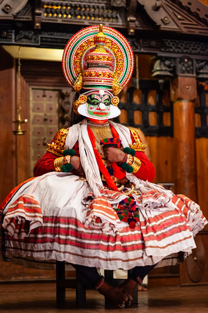 COCHIN, INDIA - MARCH 14, 2012: Kathakali dance show at Cochin cultural centre in India. Kathakali is one of major forms of classical Indian dance.のeditorial素材