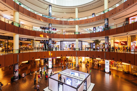 DUBAI, UAE - FEBRUARY 25, 2019: The Dubai Mall interior, the second largest shopping mall in the world located in Dubai in UAEのeditorial素材