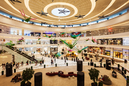 DUBAI, UAE - FEBRUARY 25, 2019: The Dubai Mall interior, the second largest shopping mall in the world located in Dubai in UAEのeditorial素材