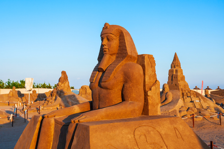 ANTALYA, TURKEY - SEPTEMBER 12, 2014: Sandland or Sand Sculpture Museum is an open air museum located at the Lara beach in Antalya city in Turkeyのeditorial素材