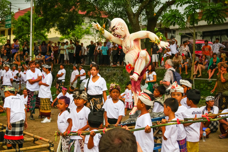 UBUD, BALI - MARCH 04, 2011: Ogoh-ogoh statues at the Ngrupuk parade in Bali island in Indonesia