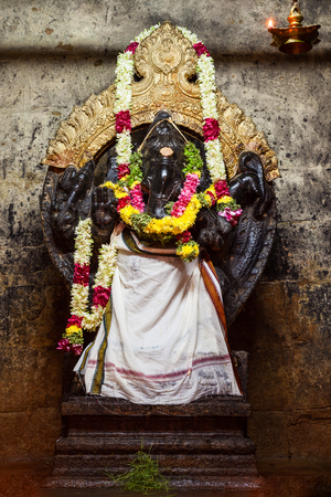 MADURAI, INDIA - MARCH 23, 2012: Ganesha murti inside Meenakshi Temple, a historic hindu temple in Madurai city in Tamil Nadu in Indiaのeditorial素材