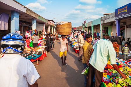 GOA, INDIA - APRIL 06, 2012: Indian dress and fabric at the local market in Indiaのeditorial素材
