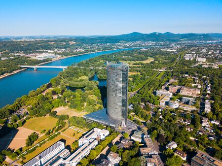 Bundesviertel federal government district aerial panoramic view in Bonn city in Germanyの写真素材