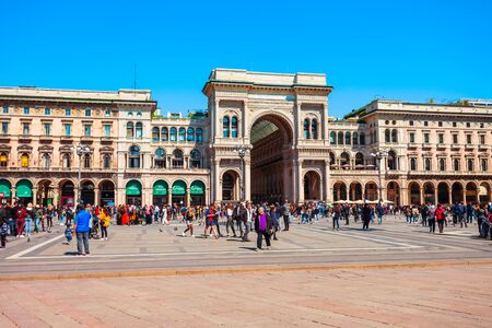 MILAN, ITALY - APRIL 09, 2019: The Galleria Vittorio Emanuele II is an oldest active shopping mall and a major landmark of Milan in Italyのeditorial素材