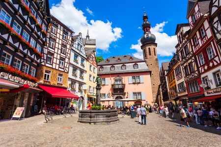 COCHEM, GERMANY - JUNE 28, 2018: Central square in Cochem old town in Moselle valley, Germanyのeditorial素材