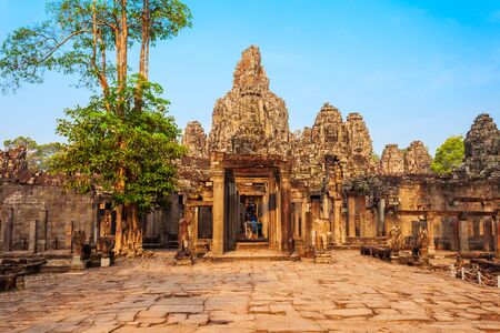 Bayon is a well known khmer temple at Angkor in Cambodiaの写真素材