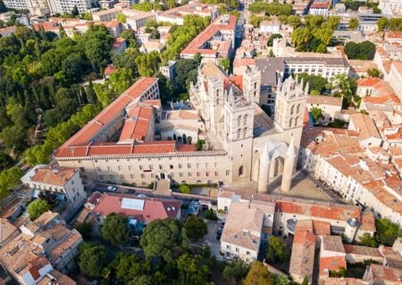 Montpellier Cathedral or Saint Pierre Cathedral is a roman catholic church located in Montpellier city in Franceの写真素材