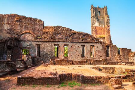 Church of St. Augustine is a ruined church complex located in Old Goa in Indiaの写真素材