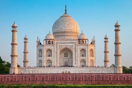 Taj Mahal is a white marble mausoleum on the bank of the Yamuna river in Agra city, Uttar Pradesh state, Indiaの写真素材