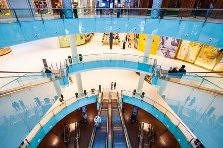 DUBAI, UAE - FEBRUARY 25, 2019: The Dubai Mall interior, the second largest shopping mall in the world located in Dubai in UAE