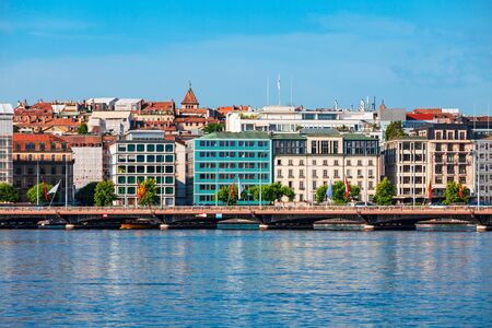 Geneva city panoramic view. Geneva or Geneve is the second most populous city in Switzerland, located on Lake Geneva.の写真素材