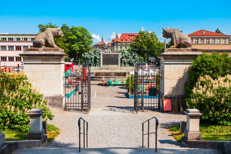 Bern Historical Einstein Museum or Bernisches Historisches Museum entrance gate, the largest historical museum in Switzerlandのeditorial素材