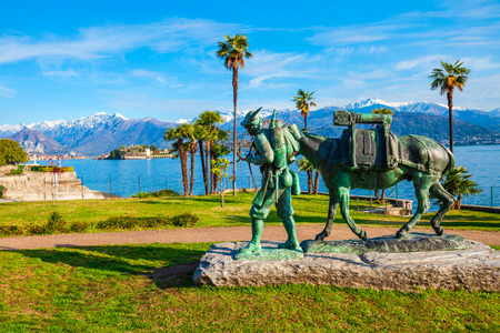 Public park in Stresa town near the Lago Maggiore Lake waterfront in north Italy.のeditorial素材