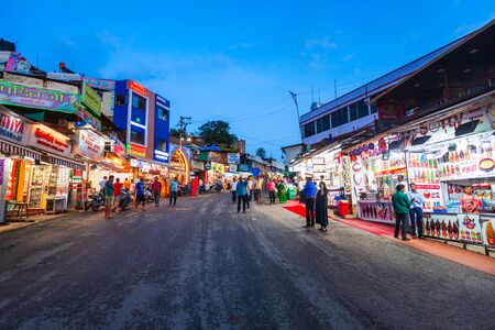 MOUNT ABU, INDIA - SEPTEMBER 24, 2019: Shopping street in Mount Abu, a hill station in Rajasthan state, India.のeditorial素材