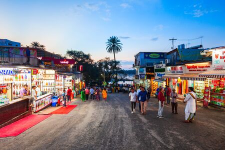 MOUNT ABU, INDIA - SEPTEMBER 24, 2019: Shopping street in Mount Abu, a hill station in Rajasthan...