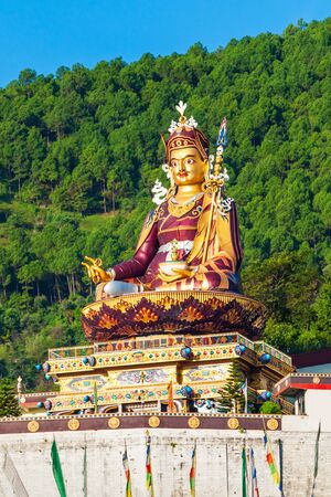 Guru Padmasambhava or Guru Rinpoche statue near the Mahatma Buddha temple in Rewalsar town, Himachal Pradesh state in Indiaの写真素材