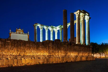 The Roman Temple of Evora or Templo Romano de Evora or Templo de Diana is an ancient temple Evora city, Portugalの写真素材
