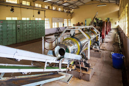 MUNNAR, INDIA - MARCH 16, 2012: Machines inside tea factory in Munnar town in India