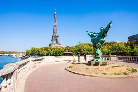 Eiffel Tower or Tour Eiffel is a wrought iron lattice tower on the Champ de Mars in Paris, Franceの写真素材
