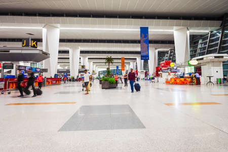 NEW DELHI, INDIA - OCTOBER 07, 2019: Departure area at the Indira Gandhi International Airport interior. Airport is situated in New Delhi city in India.のeditorial素材