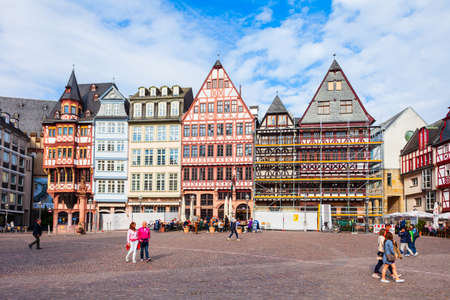FRANKFURT AM MAIN, GERMANY - JUNE 23, 2018: Romer is a medieval building in the Altstadt of Frankfurt in Germanyのeditorial素材