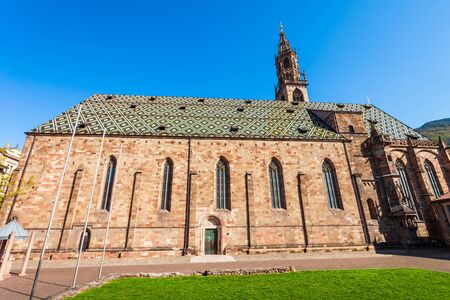Bolzano Cathedral or Duomo di Bolzano is located in Bolzano city in South Tyrol, Italyの写真素材