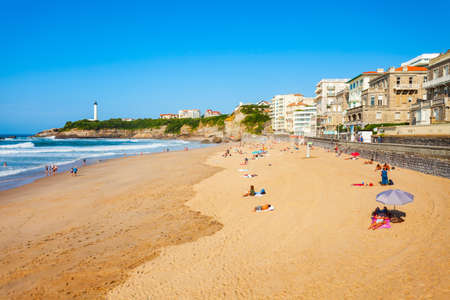 La Grande Plage is a public beach in Biarritz city on the Bay of Biscay on the Atlantic coast in Franceのeditorial素材