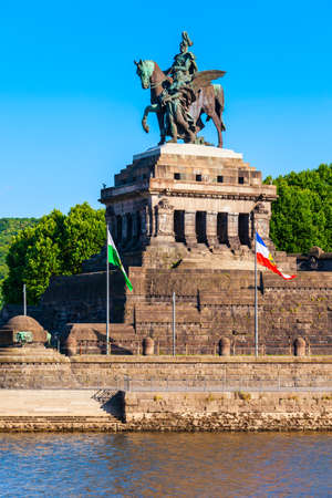 Memorial of German Unity at Deutsches Eck in Koblenz. Koblenz is a city on the Rhine, joined by the Moselle river.のeditorial素材