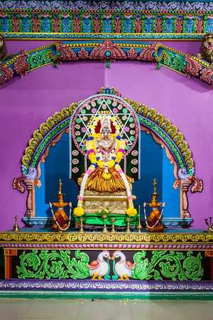 TRINCOMALEE, SRI LANKA - FEBRUARY 15, 2017: Pathirakali Amman Temple or Pathrakali Ambal Kovil interior. Its a Hindu temple dedicated to goddess Bhadrakali, form of goddess Kali Amman.のeditorial素材