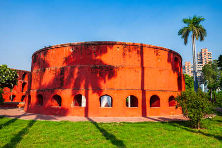 Jantar Mantar are ancient outdoor architectural astronomy instruments in New Delhi city in Indiaの写真素材