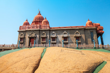 Vivekananda Rock Memorial on the small island in Kanyakumari city in Tamil Nadu, Indiaの写真素材