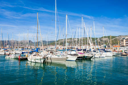 Yachts and boats in the Toulon port in Cote d'Azur provence in sothern Franceの写真素材