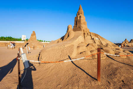 ANTALYA, TURKEY - SEPTEMBER 12, 2014: Sandland or Sand Sculpture Museum is an open air museum located at the Lara beach in Antalya city in Turkeyのeditorial素材