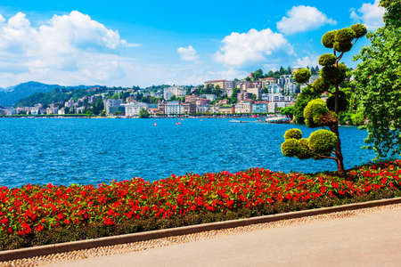 Parco Ciani is a public park in Lugano city in canton of Ticino, Switzerlandの写真素材