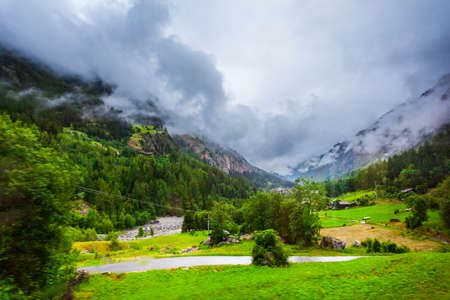 Mountains near the Zermatt town in the Valais canton of Switzerland