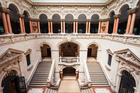 Palais de Rumine palace museum is a 19th-century building in Florentine Renaissance style in Lausanne city, Switzerlandのeditorial素材