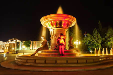 Mothers of Macedonia fountain in the centre of Skopje city, North Macedonia.の写真素材
