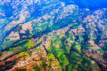 Kathmandu valley aerial panoramic view. Kathmandu is the capital and largest city of Nepal.の写真素材