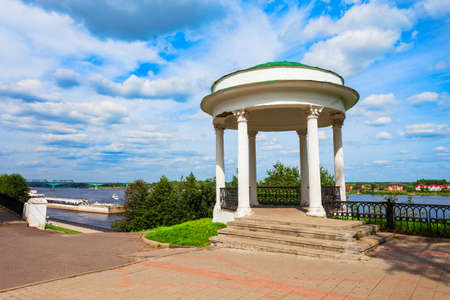 Pavillion at the Volga river embankment is an open round rotunda, one of the symbols of Yaroslavl city, Golden Ring of Russiaの写真素材