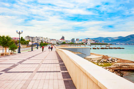 Embankment in the centre of Novorossiysk city. Novorossiysk is the main port on the Black Sea in Krasnodar Krai, Russia.の写真素材