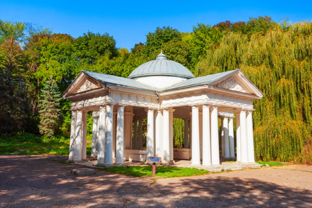 Mineral Water Pavilion in Kurortny park of Yessentuki, a spa city in Caucasian Mineral Waters region in Russia, Stavropol Krai in Russiaの写真素材