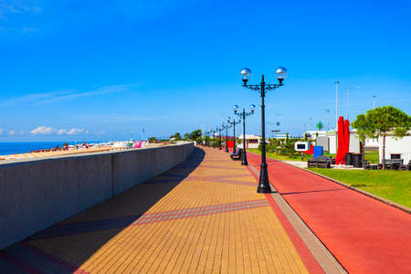 Imeretinsky beach embankment in Sochi resort city in Krasnodar Krai, Russiaの写真素材