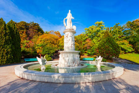 Sochi, Russia - October 04, 2020: Skazka Fountain in the Sochi Arboretum park of unique subtropical flora and fauna in Sochi resort city in Krasnodar Krai, Russiaのeditorial素材