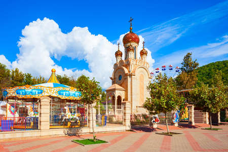 Arkhipo-Osipovka, Russia - October 03, 2020: Albatros is a hotel and entertainment complex in Arkhipo Osipovka resort town near Gelendzhik on the Black Sea shore in Russiaのeditorial素材
