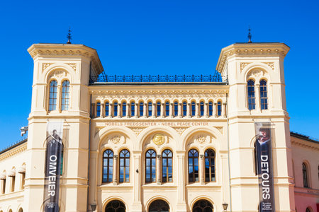 OSLO, NORWAY - JULY 20, 2017: Nobel Peace Center or Nobels Fredssenter in Oslo, Norway. Centre is a showcase for the Nobel Peace Prize and the ideals it represents.のeditorial素材