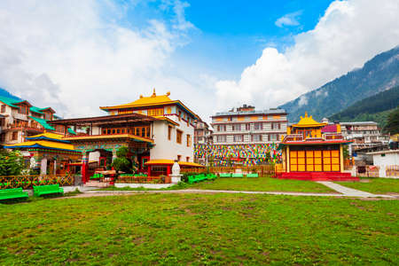 Buddhist Monastery and Temple in Manali town, Himachal Pradesh state of Indiaの写真素材