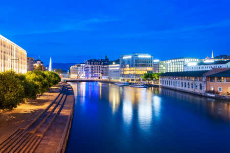 Geneva city centre aerial panoramic view. Geneva or Geneve is the second most populous city in...