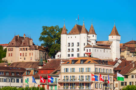 Medieval castle in Nyon, it is a town on the shores of Lake Geneva in the canton of Vaud in Switzerland.のeditorial素材